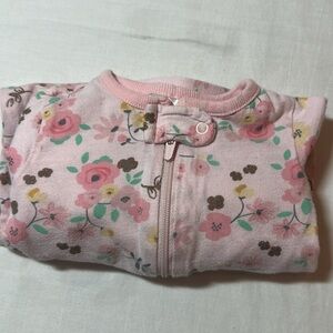Gerber - Pink Floral Newborn baby One Piece Sleeper with Hat